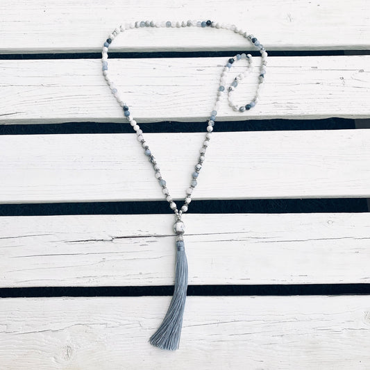 Beaded Tassel Necklace - Choose Gemstones/bead colour