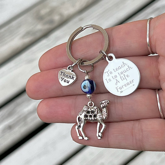 Teacher Appreciation Camel Keyring with Choice of Teacher Charms
