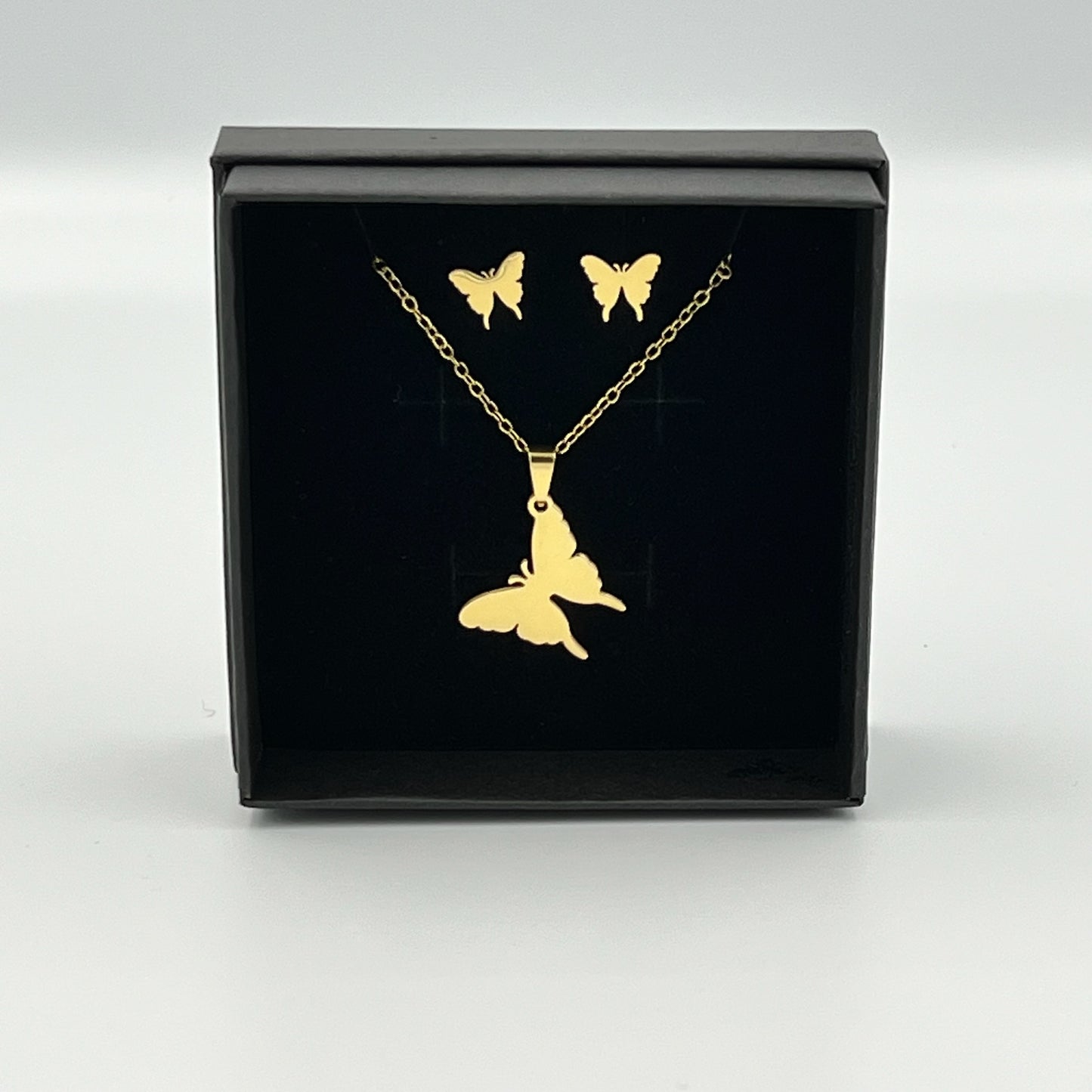 Silver or Gold Butterfly Necklace & Earring Set