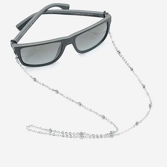 Glasses Chain - Silver or Gold with Hematite beads & Personalisation option