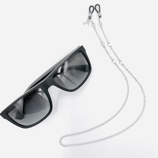 Glasses Chain - Silver or Gold with Hearts & Personalisation Option