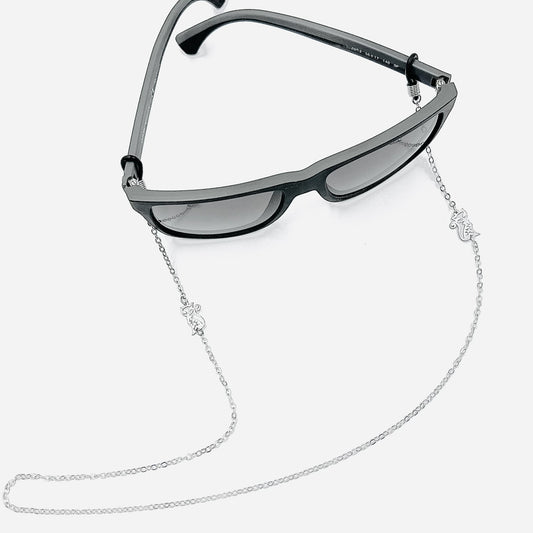 Glasses Chain - Silver Cats with Personalisation option