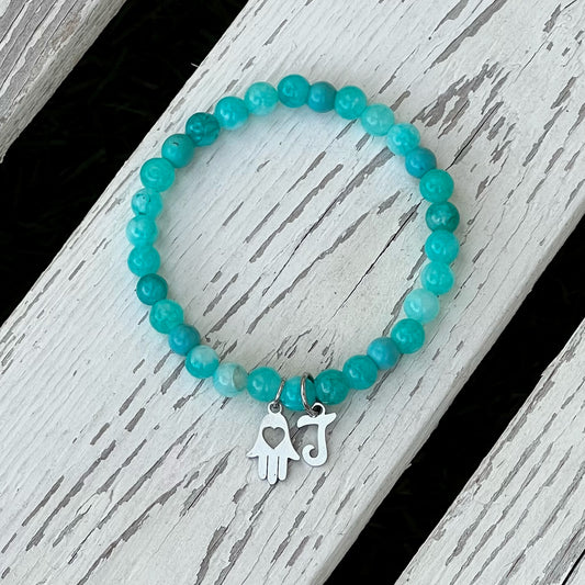 Turquoise Mix Beaded Bracelet - Choose Charm & Personalisation
