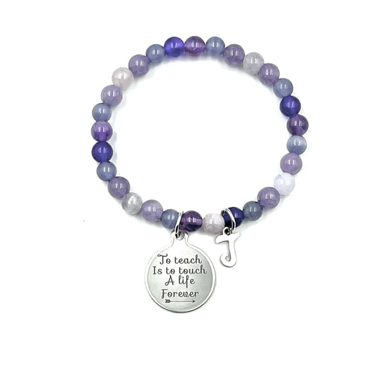 Teacher/Coach Appreciation Beaded Bracelet - Choose Bead Colour, Charm & Personalisation