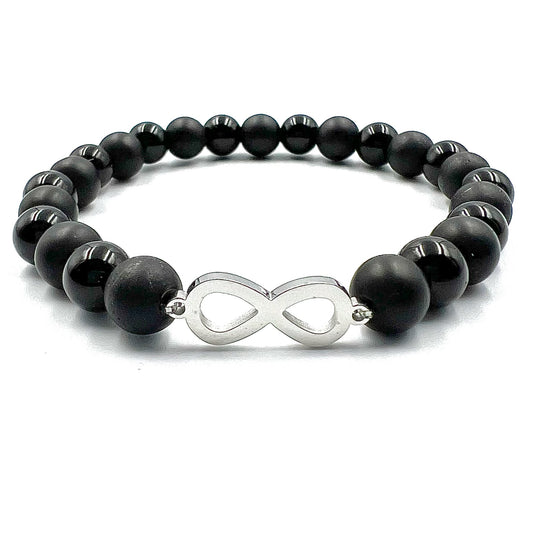 Unisex Infinity Beaded Bracelet - Choose Gemstone/bead colour & Personalisation