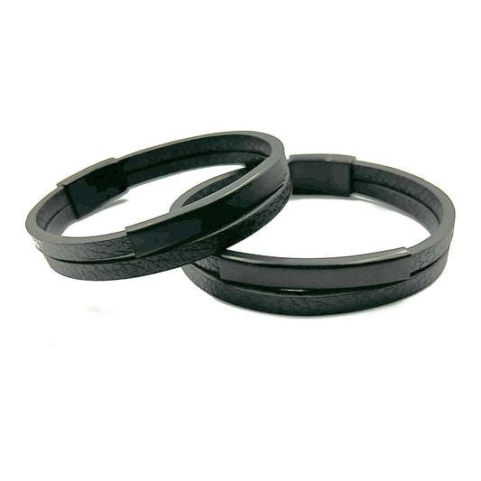 Mens Double Strand Leather Bracelet