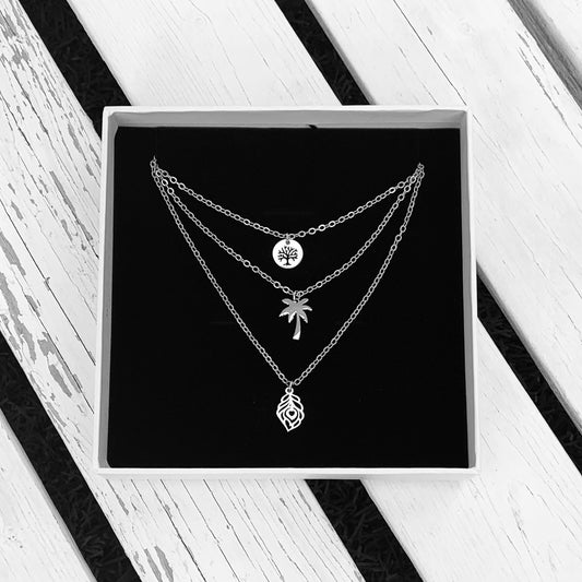 Set of 3 Silver Necklaces - Choose Pendants