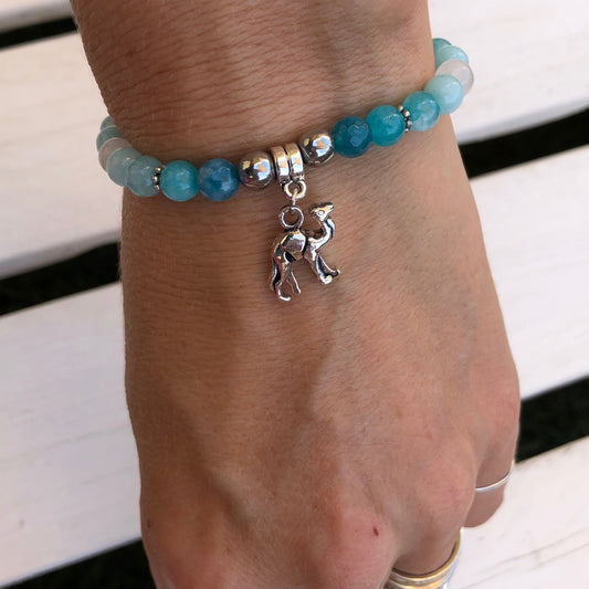 Beaded Bracelet with charm holder - Choose Gemstone/Colour, Charm or Personalisation