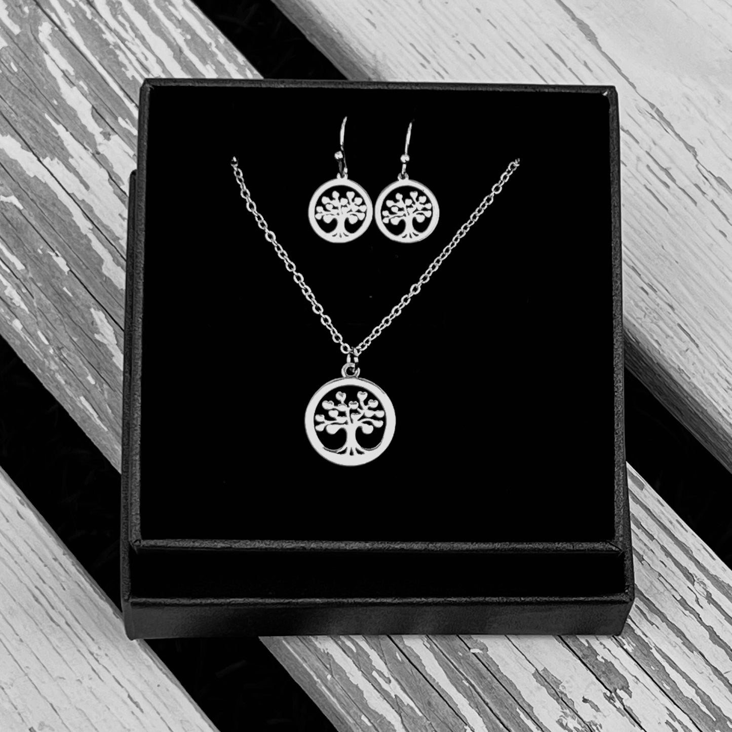 Silver or Gold Tree of Life Necklace & Earring Set