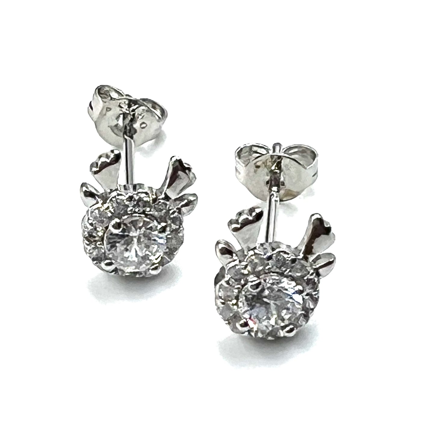 S925 Round Christmas Reindeer Earrings