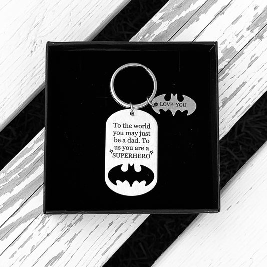 Dad Batman Superhero Keyring