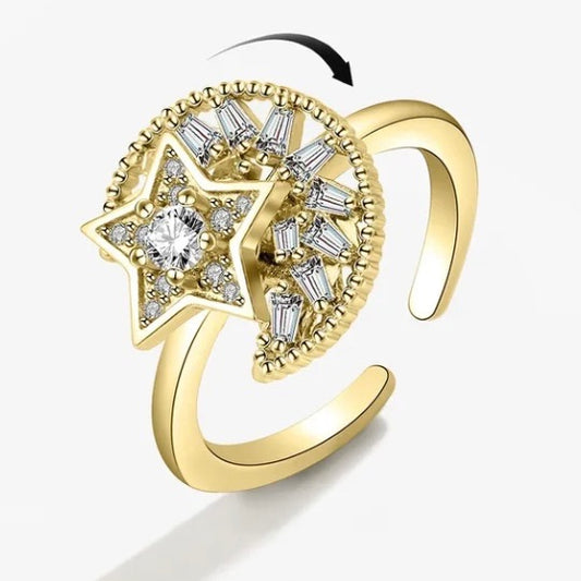 Moon and Star Fidget Spinner Ring