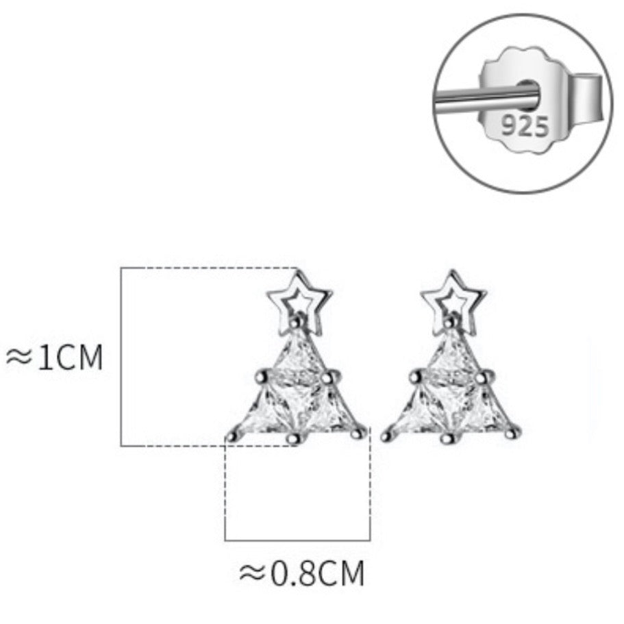 S925 Crystal Christmas Tree Earrings