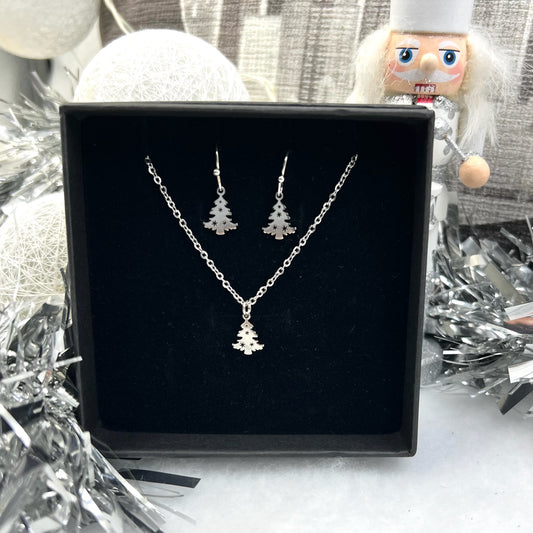 Christmas Tree Silver Necklace (Make it a set with earrings)