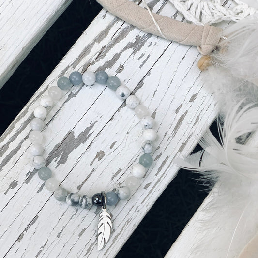 Howlite Mix Beaded Bracelet - Choose Charm & Personalisation