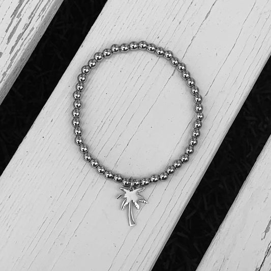 Silver Hematite 4mm Beaded Bracelet - Choose Charm & Personalisation