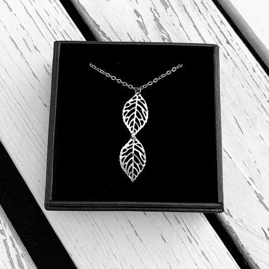Double Leaf Drop Necklace