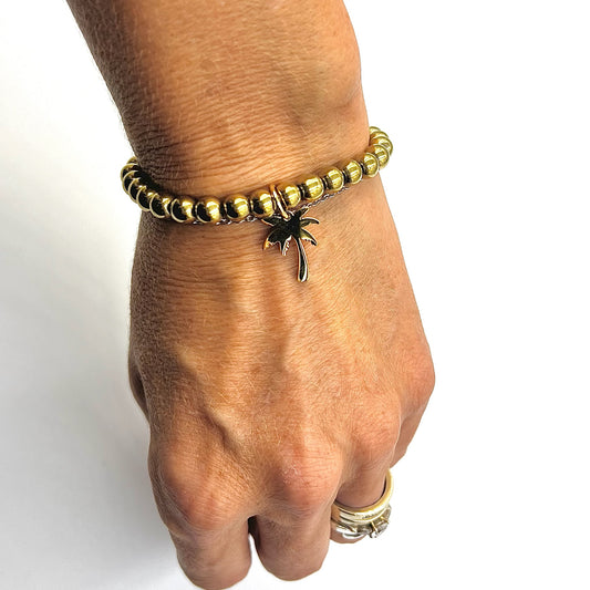 Gold Hematite Beaded Bracelet - Choose Charm & Personalisation