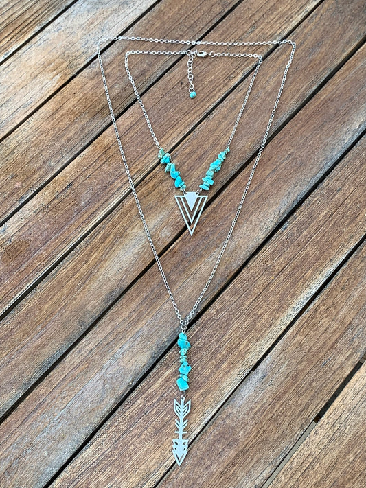 Gemstone Chip Set of 2 Necklaces - Choose Gemstones/Colour