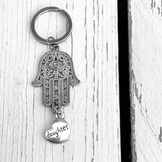 Hand Of Fatima Keyring with Daughter Heart