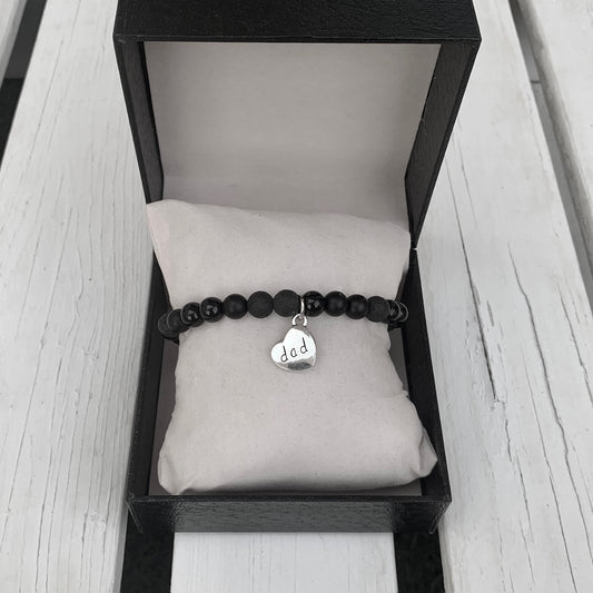 Dad Beaded Bracelet - Choose Gemstone/bead colour & Personalisation